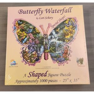 SunsOut Butterfly‎ Waterfall 1000 Piece Shaped Jigsaw Puzzle Lori Schory NEW